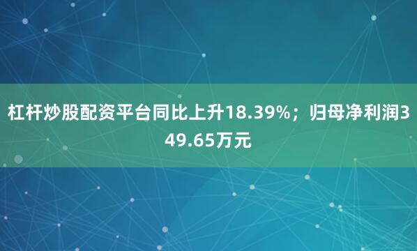 杠杆炒股配资平台同比上升18.39%；归母净利润349.65万元
